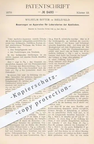 original Patent - Wilhelm Bitter , Bielefeld , 1879 , Abdampfen , Destillieren der Kräuter für Apotheken | Apotheker !!!