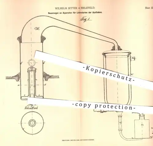 original Patent - Wilhelm Bitter , Bielefeld , 1879 , Abdampfen , Destillieren der Kräuter für Apotheken | Apotheker !!!