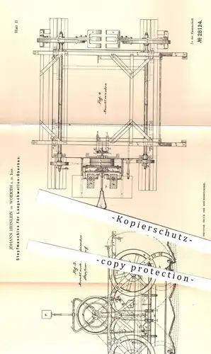 original Patent - Johann Heinlein , Woerth / Isar , 1884 , Stopfmaschine für Langschwellen - Oberbau | Eisenbahn , Bahn