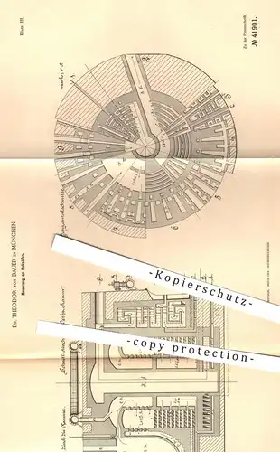 original Patent - Dr. Theodor von Bauer , München , 1887 , Koksöfen Koksofen , Koks , Ofen Öfen , Ofenbauer , Brennstoff