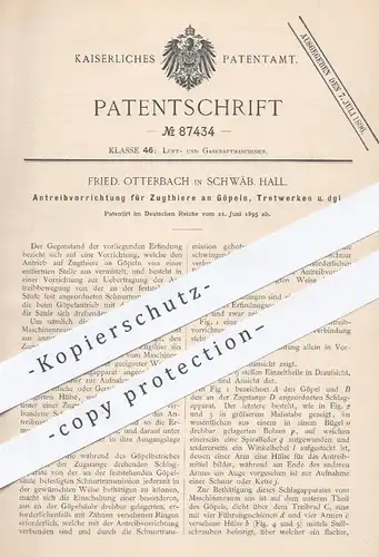 original Patent - Fried. Otterbach , Schwäbisch Hall , 1895 , Antreibvorrichtung für Zugtiere am Göpel , Tretwerk !!!