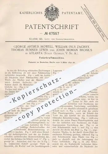 original Patent - G. A. Howell , W. Inus Zachry , Th. Sumner Lewis , J. Moman Brosius , Atlanta USA , 1892 , Nähmaschine