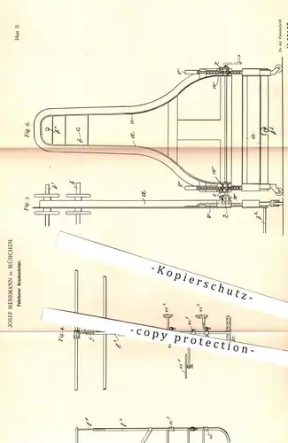 original Patent - Josef Herrmann in München , 1896 , Fahrbarer Krankenheber | Krankentrage , Medizin , Krankhaus , Arzt