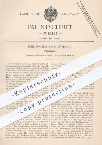 original Patent - Emil Engelmann in Berlin Köpenick , 1896 , Flügelpumpe | Pumpe , Pumpen , Wasserpumpe , Kolben !!!