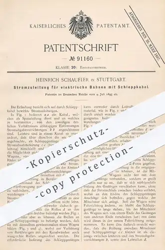 original Patent - Heinrich Schaufler , Stuttgart , 1895 , Stromzuleitung für elektr. Bahnen | Eisenbahn , Straßenbahnen