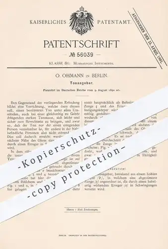 original Patent - O. Ohmann , Berlin , 1890 , Tonangeber | Musikintrumente , Musik , Ton , Töne , Stimmgabel !!
