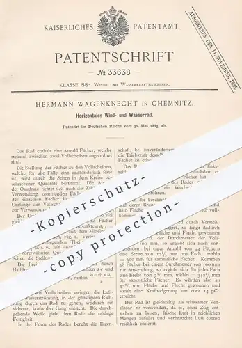 original Patent - Hermann Wagenknecht , Chemnitz , 1885 , Windrad , Wasserrad | Windkraft , Wasserkraft , Kraftmaschinen