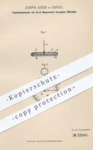original Patent - Joseph Adler , Leipzig , 1885 , Taschensonnenuhr mit bewegtem Zifferblatt | Uhr , Uhren , Sonnenuhr !!