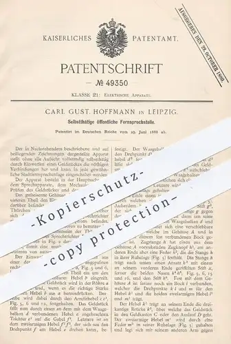 original Patent - Carl G. Hoffmann , Leipzig , 1888 , öffentlicher Fernsprecher | Fernsprechanlage , Telefon , Strom !!!