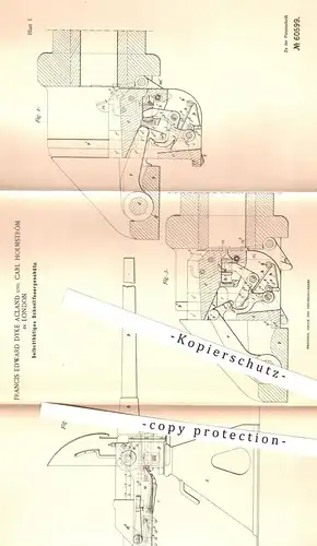 original Patent - Francis Edward Dyke Acland , Carl Holmström , London , 1891 , Schnellfeuergeschütz | Geschütz , Waffen