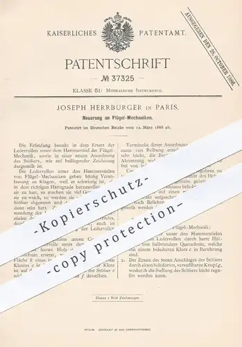 original Patent - Joseph Herrburger , Paris , 1886 , Flügel - Mechanik | Klavier , Piano , Musikinstrumente , Musik !!!