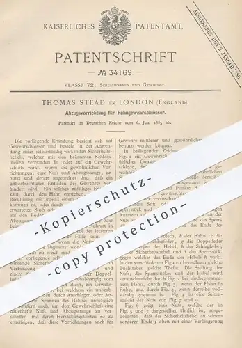 original Patent - Thomas Stead , London , England , 1885 , Abzug für Hahngewehrschlösser | Gewehr , Gewehre , Waffen !!!