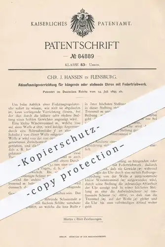 original Patent - Chr. J. Hansen , Flensburg , 1895 , Uhren mit Federtriebwerk | Uhr , Uhrwerk , Uhrmacher !!!