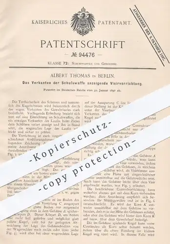 original Patent - Albert Thomas , Berlin , 1897 , Visier an Schusswaffen | Waffe , Waffen , Gewehr , Gewehre !!!