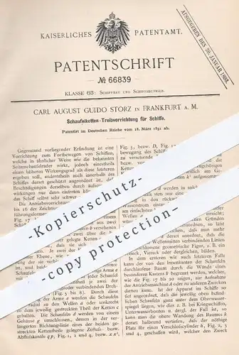 original Patent - Carl August Guido Storz , Frankfurt / Main , 1891 , Schaufelketten - Antrieb für Schiffe | Schiff !!!