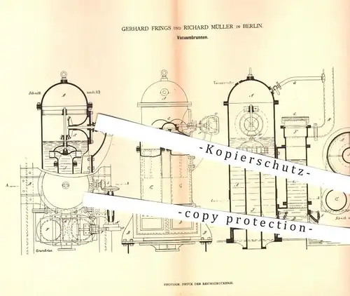 original Patent - Gerhard Frings , Richard Müller , Berlin , 1879 , Vacuumbrunnen , Vakuumbrunnen | Brunnen , Pumpen !!!
