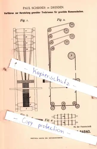 original Patent - Paul Schirner in Dresden , 1893 , Weberei !!!
