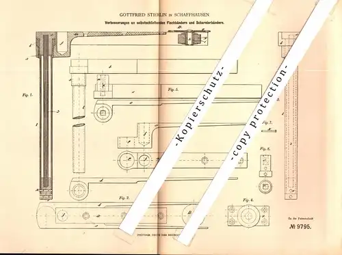 original Patent - Gottfried Stierlin in Schaffhausen , 1879 , Fisch- und Scharnierbänder , Fensterbau , Türenbau !!!