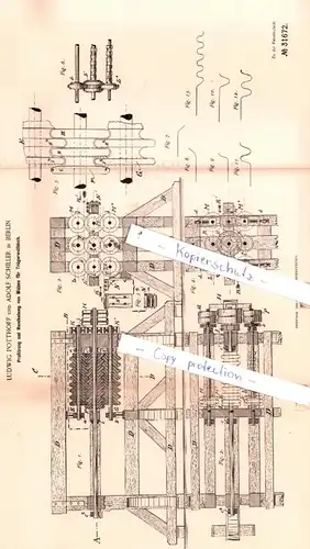 original Patent -  Ludwig Potthoff und Adolf Schiller in Berlin , 1884 , Mechanische Metallbearbeitung !!!