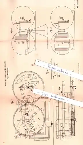 original Patent - August Reitze in Hannover , 1884 , Doppel-Zeigerwaage !!!