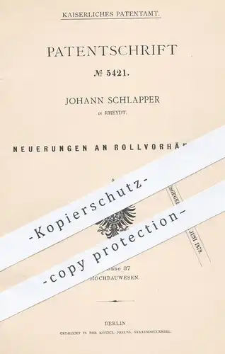 original Patent - Johann Schlapper in Rheydt , 1878 , Rollvorhänge | Rollvorhang , Vorhang , Vorhänge , Rollo , Jalousie