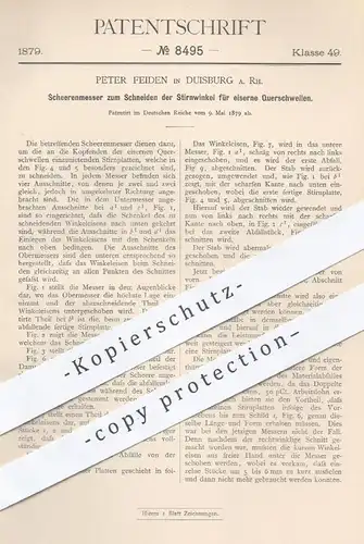 original Patent - Peter Feiden , Duisburg , 1879 , Patent: Scherenmesser zum Schneiden an eisernen Querschwellen !!!