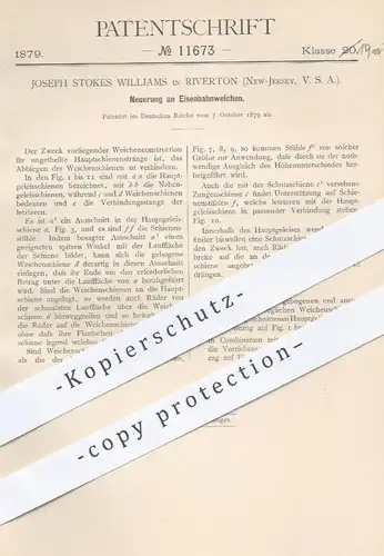 original Patent - Joseph Stokes Williams , Riverton , New Jersey USA , 1879 , Eisenbahnweichen | Eisenbahn , Weichen !!!