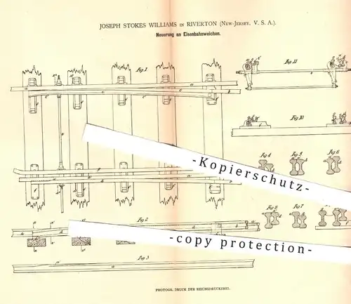 original Patent - Joseph Stokes Williams , Riverton , New Jersey USA , 1879 , Eisenbahnweichen | Eisenbahn , Weichen !!!