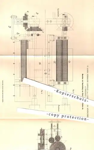 original Patent - F. Louis H. Lippold , C. Gustav Knöschke , Dresden , 1880 , Bearbeitung von Steinwalzen, Steinplatten