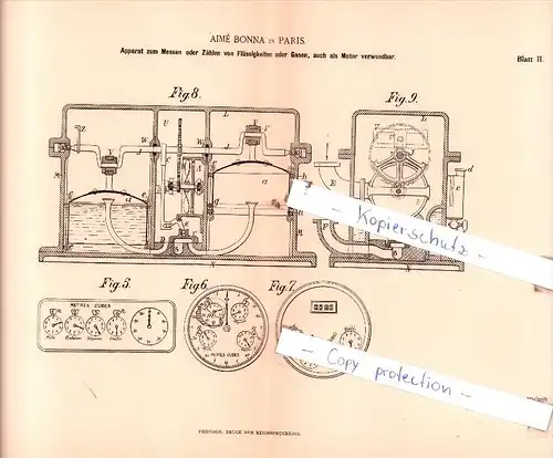 Original Patent  - Aimè Bonna in Paris , 1884 , Instrumente !!!