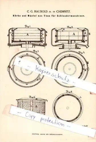 Original Patent  - C. G. Haubold jr. in Chemnitz , 1885 , Trockenvorrichtungen !!!