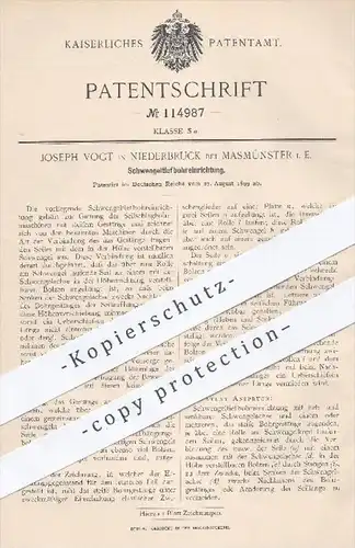 original Patent - Joseph Vogt , Niederbruck / Masmünster , 1899 , Schwengeltiefbohreinrichtung | Bohrer , Bohren !!