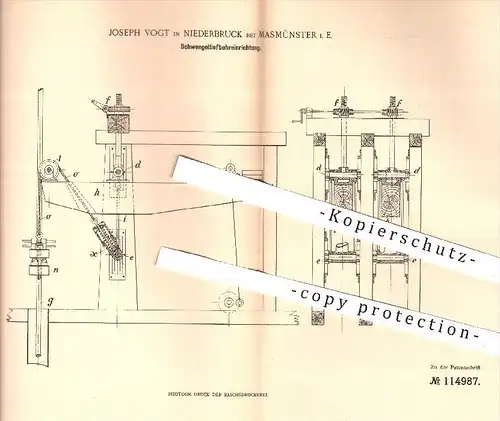 original Patent - Joseph Vogt , Niederbruck / Masmünster , 1899 , Schwengeltiefbohreinrichtung | Bohrer , Bohren !!
