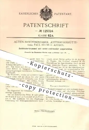 original Patent - Aktien- Maschinenfabrik Kyffhäuserhütte / Paul Reuss , Artern , 1901 , Schleudertrommel | Zentrifuge