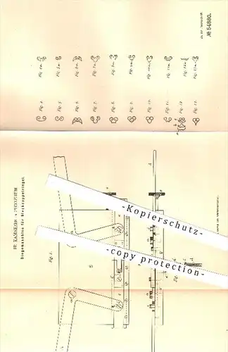 original Patent - Fr. Kammerer , Pforzheim , 1890 , Biegemaschine für Blechdoppelringel | Metall , Metallbearbeitung !!