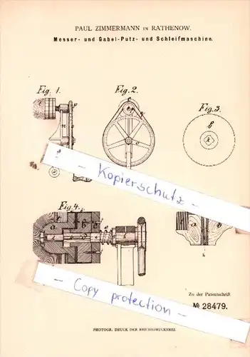 Original Patent  - Paul Zimmermann in Rathenow , 1884 , Hauswirthschaftliche Geräthe !!!