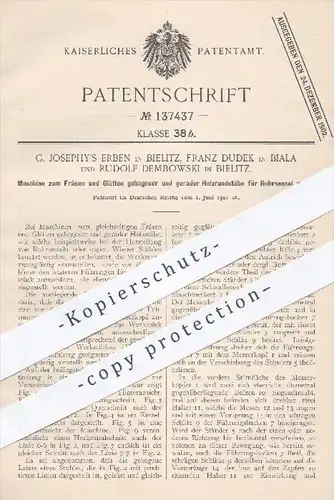 original Patent - G. Joephy's Erben u. R. Dembrowski , Bielitz | Franz Dudek , Biala , 1901 , Fräsen von Holz | Tischler