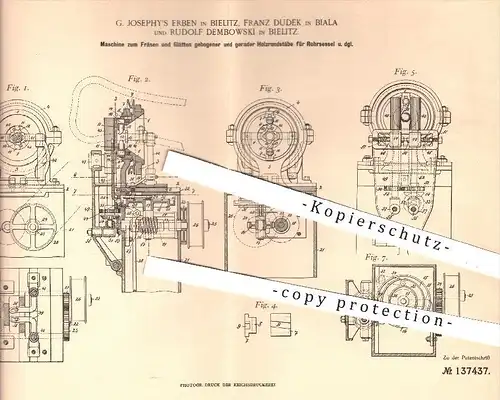 original Patent - G. Joephy's Erben u. R. Dembrowski , Bielitz | Franz Dudek , Biala , 1901 , Fräsen von Holz | Tischler