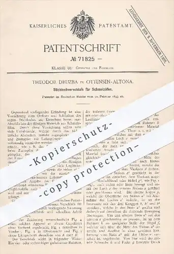 original Patent - Theodor Druzba , Hamburg Ottensen Altona , 1893 , Stichlochverschluss für Schmelzöfen | Schmelzofen !!
