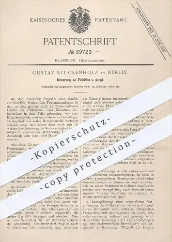 original Patent - Gustav Stuckenholz , Berlin  1886 , Füllofen , Füllöfen | Ofen , Öfen , Ofenbauer , Heizung , Feuerung