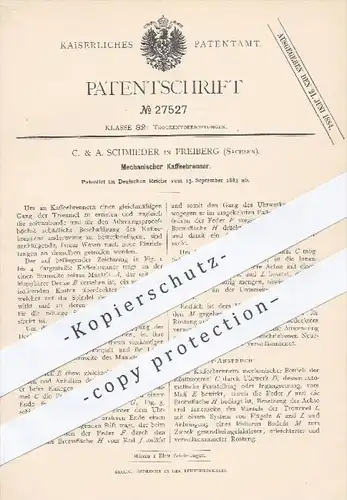 original Patent - C. A. Schmieder in Freiberg , 1883 , Mechanischer Kaffeebrenner | Kaffee rösten , Kaffeeröster !!!