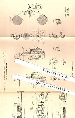 original Patent - Charles Coupland , Seymour , Connecticut , USA , 1884 , Lade für Doppelsamt - Webstühle | Webstuhl !!