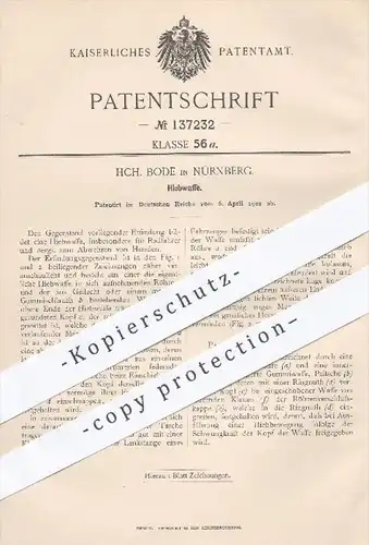 original Patent - HCH. Bode in Nürnberg , 1902 , Hiebwaffe | Waffe , Waffen , Stichwaffe , Gummistock , Peitsche !!