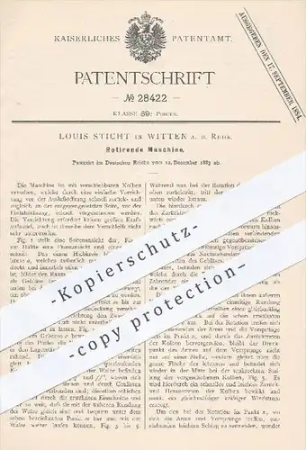 original Patent - Louis Sticht , Witten / Ruhr , 1883 , Rotierende Maschine | Rotation , Pumpe , Pumpen , Kolben !!!