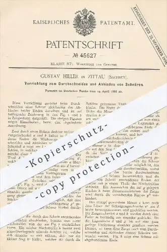 original Patent - Gustav Hiller , Zittau  1888 , Durchschneiden u. Abbinden von Schnüren | Werkzeug , Werkzeuge , Schnur