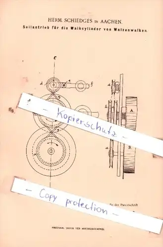 Original Patent  -  Herm. Schiedges in Aachen , 1895 , Bleichen, Färben, Zeugdruck !!!