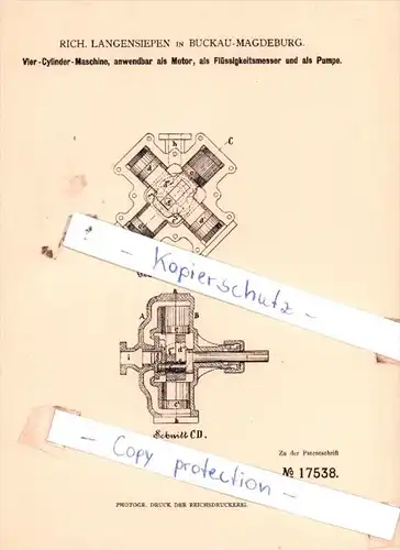 Original Patent  -  Rich. Langensiepen in Buckau-Magdeburg , 1881 , Pumpen !!!