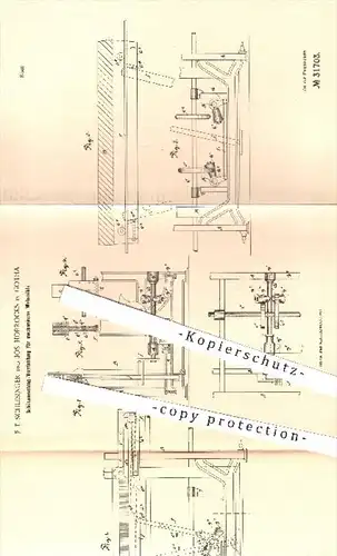 original Patent - F. E. Schlesinger / Jos. Horrocks , Gotha 1884 , Schützenschlag - Vorrichtung für mechan. Webstühle !!