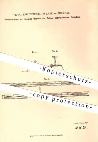 original Patent - F. Freudenberg , Laar / Ruhrort , 1879 , eiserner Oberbau für Bahnen , Straßenbahn , Eisenbahn !!!