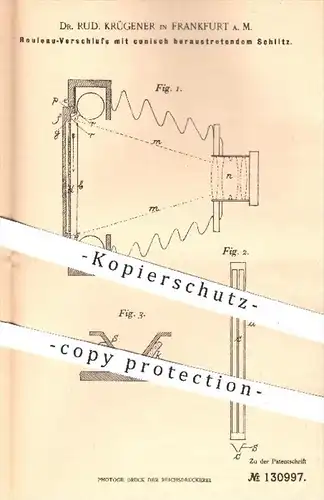 original Patent - Dr. R. Krügener , Frankfurt / Main , 1900 , Rouleau - Verschluss | Rollo , Rollos , Fenster , Anschütz